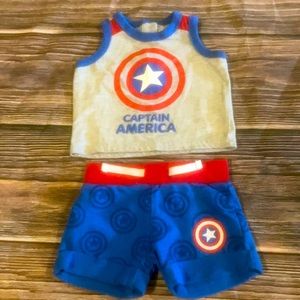 Captain America Newborn 2 piece tank and shorts